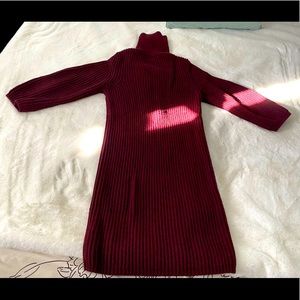 Red Massimo Dutti Turtle Neck Winter knitted dress